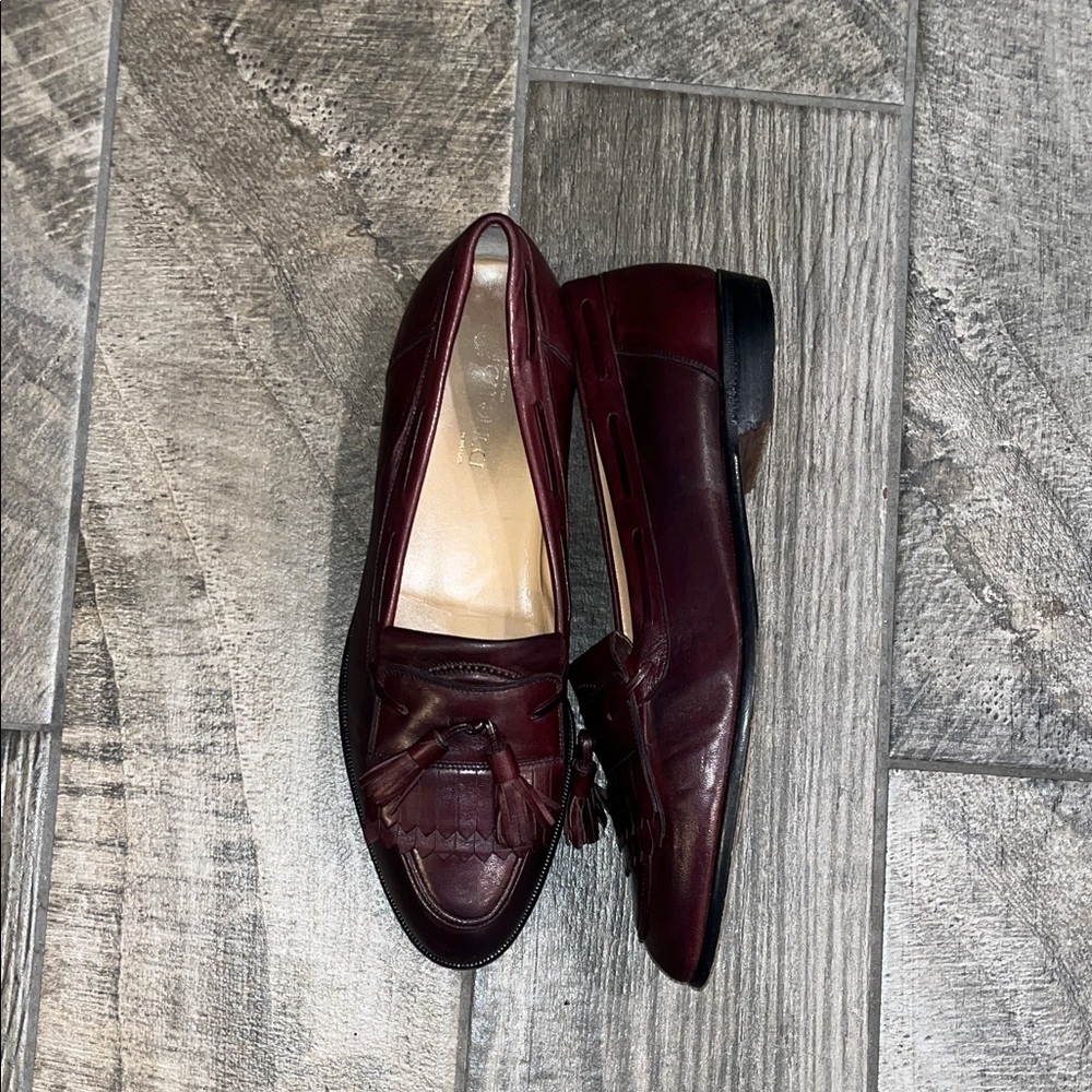 Caporicci Italian leather Burgundy slipon tassels Loafers